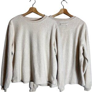 Vintage Orvis Crewneck Fleece Sweatshirt Pullover Womens Large Ivory Made in USA